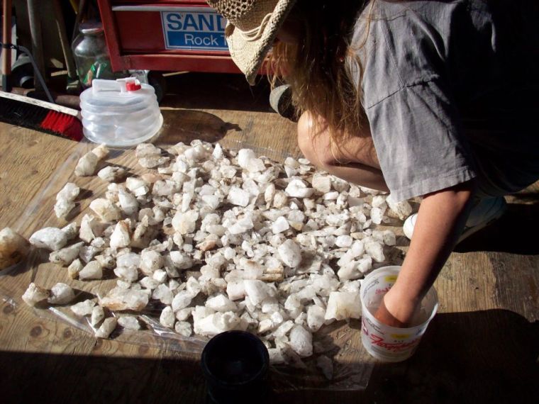 Vikki Soros working with natural crystals