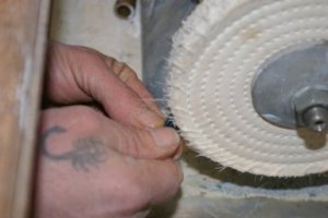 Hand polishing Jade